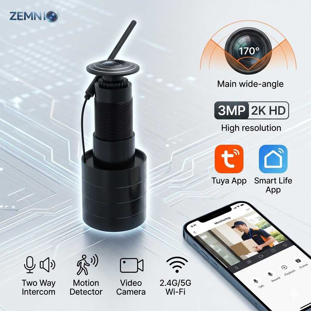 Smart Doorbell Wired - ZEMNIO 2K 3MP Akıllı Kapı Gözetleme