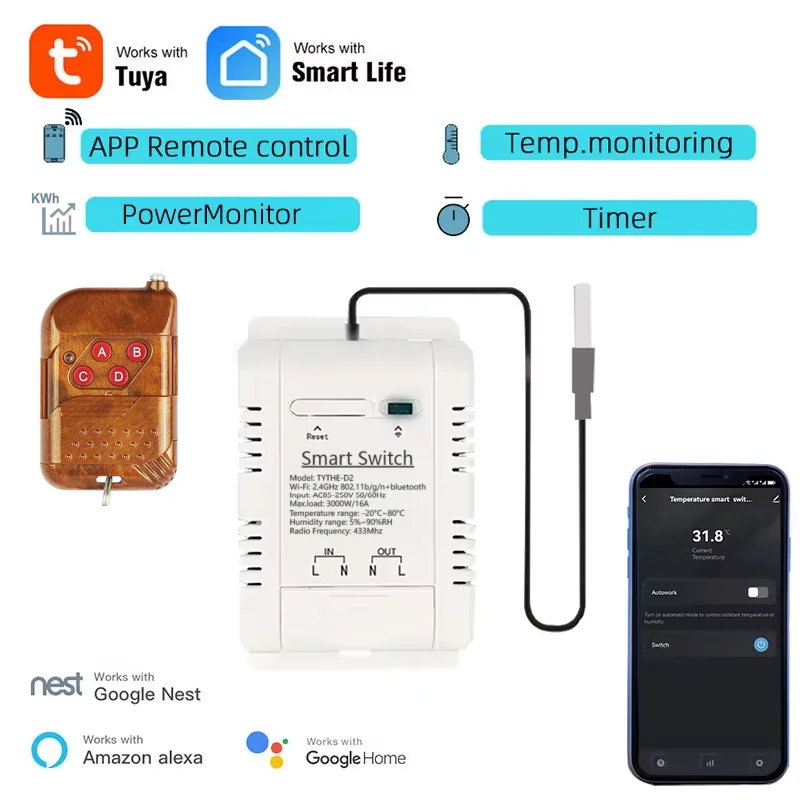 Sonoff Basic Switch - Tuya Wifi 16A/20A Akıllı Sıcaklık Nem