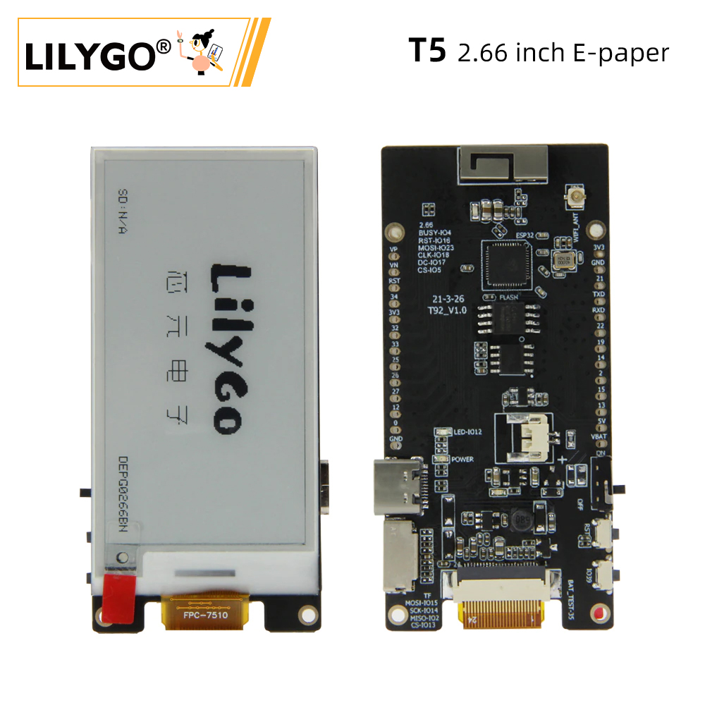 LILYGO® TTGO T5 2.66-Inch E-Pa - Home Automation Arduino incelemesi ve fiyatı